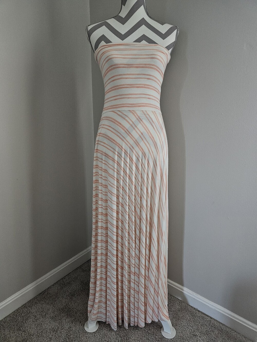 Vintage Victoria Secret Strapless Pink Stripe Maxi Dress